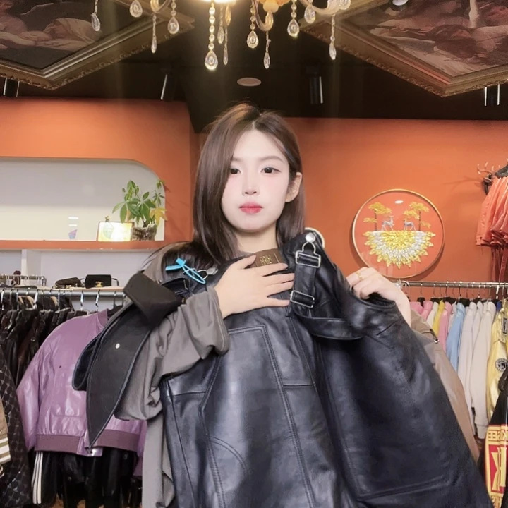 真皮绵羊皮背带裤