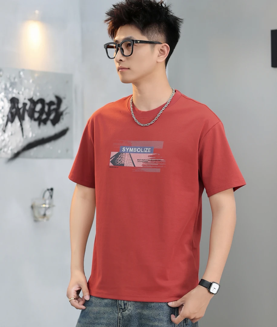 【冰感液氨棉】18122夏季潮流印花薄款男士柔软亲肤休闲百搭圆领t恤