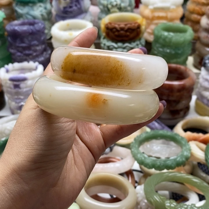 夢***影石英岩玉未镶嵌手镯