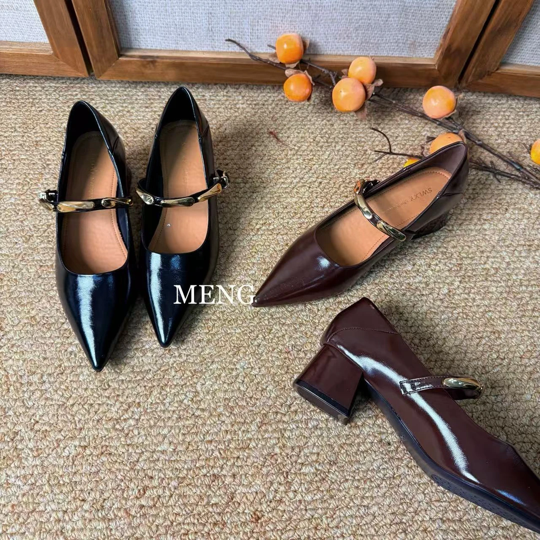 E-55玛丽珍鞋尖头单鞋鞋子5厘米复古blokette