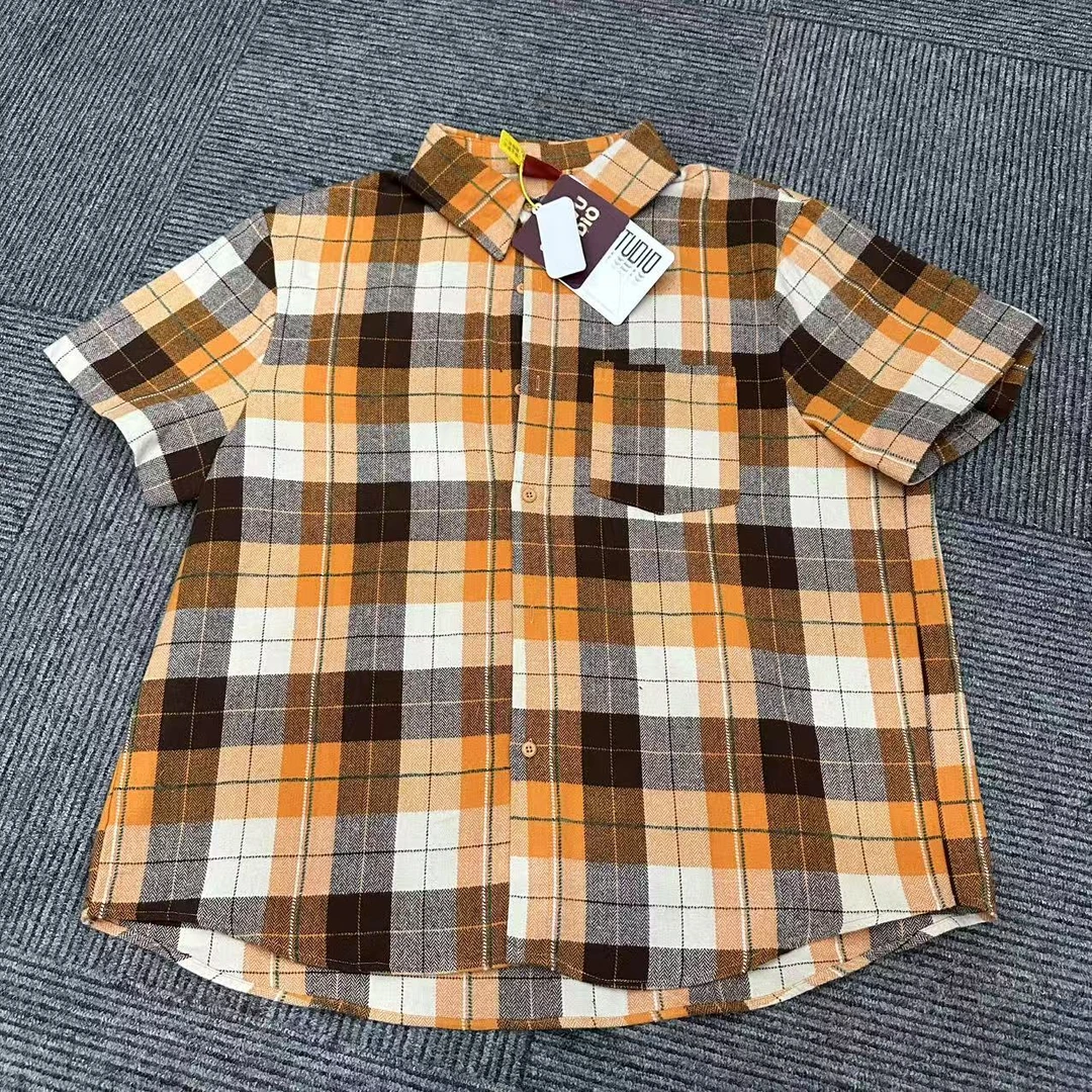 夏季重磅格子设计感衬衫男女宽松休闲衬衣-5511