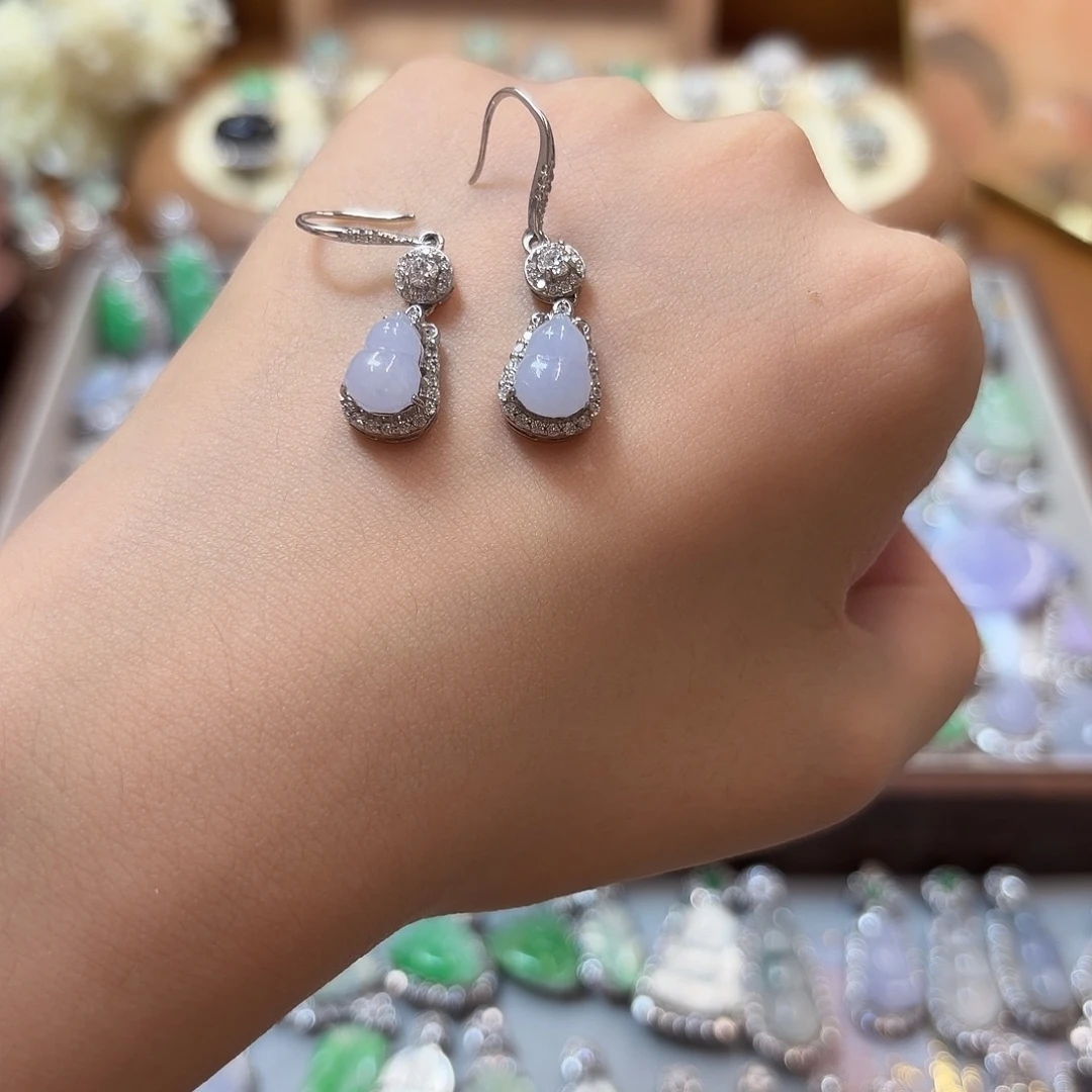 翡翠银S925镶嵌耳坠