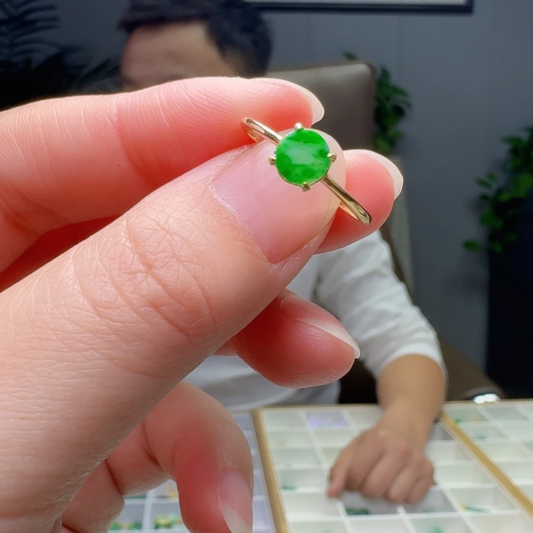 翡翠银S925镶嵌戒指天然