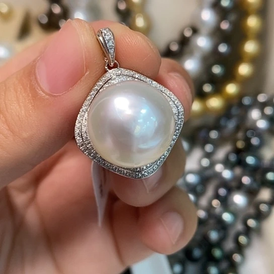 海水珍珠银S925镶嵌颈饰16