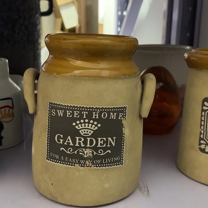 陶瓷孤品复古双耳花瓶花盆