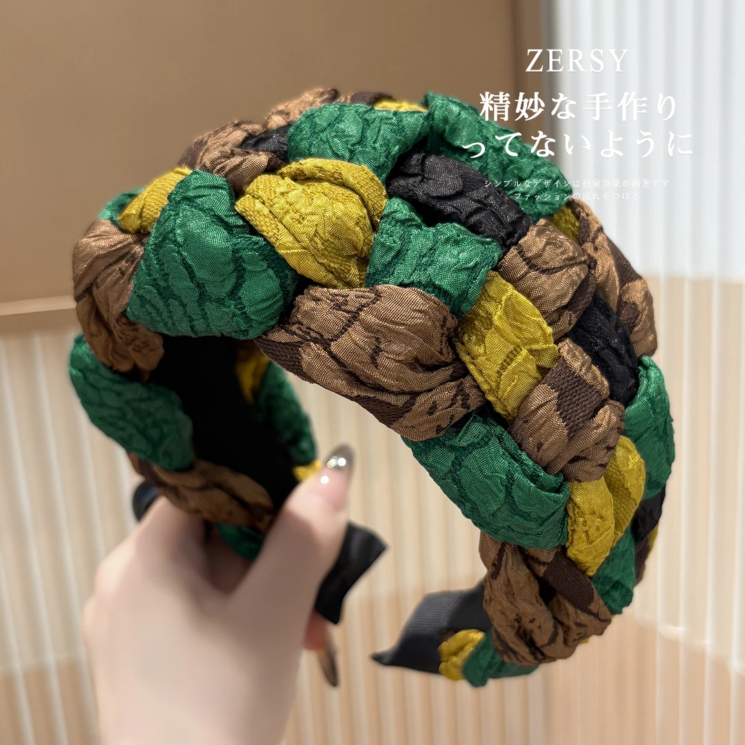 宽边撞色编织发箍女款高颅顶洋气时尚发卡日常外戴遮白发洗脸头箍