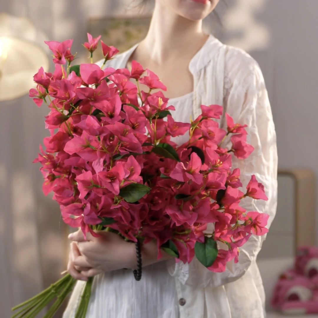 三角梅 仿真花 浮力 3支装 长条形 假花 客厅花 田园风