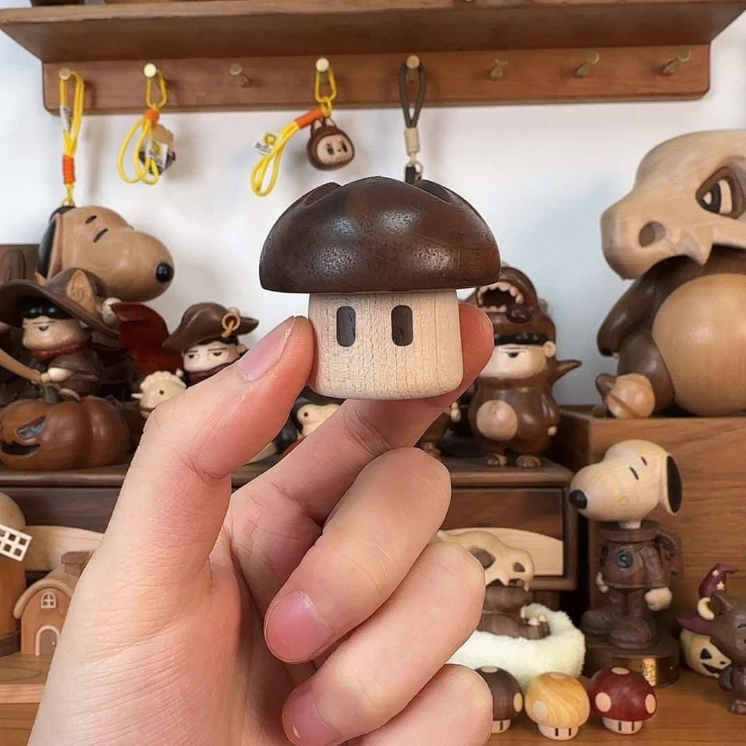木北美黑胡桃香菇摆件