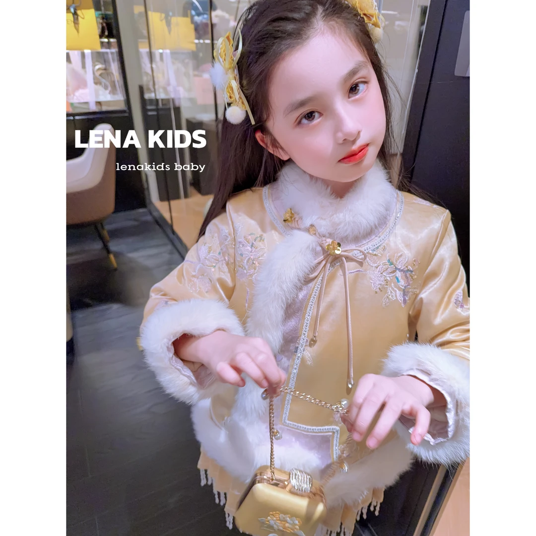 Lenakids【真兔毛重工刺绣国风套装！保暖气质新中式】汉服25121601