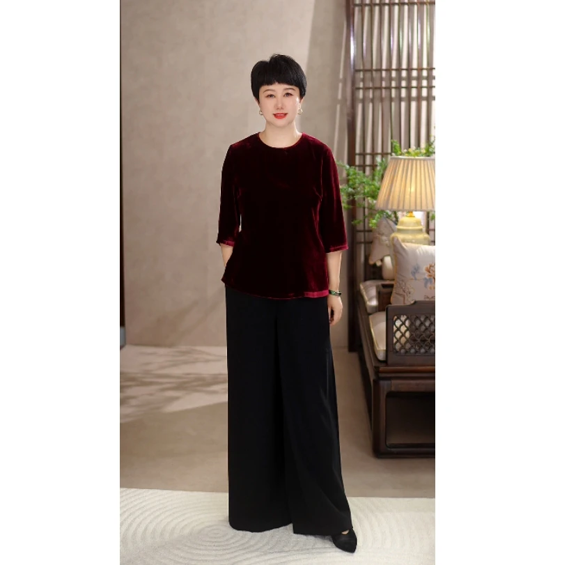 直播间特价冬款百分百羊毛阔腿裤休闲长裤高腰后松紧大脚裤D47-1