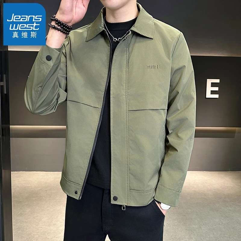 真维斯春季新品翻领外套男士轻熟风休闲上衣潮流百搭时尚帅气夹克