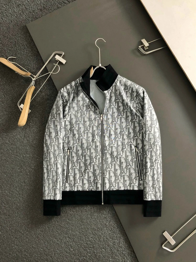 新款D男士男款提花刺绣夹克立领加厚外套男士男款秋冬男士冬外套