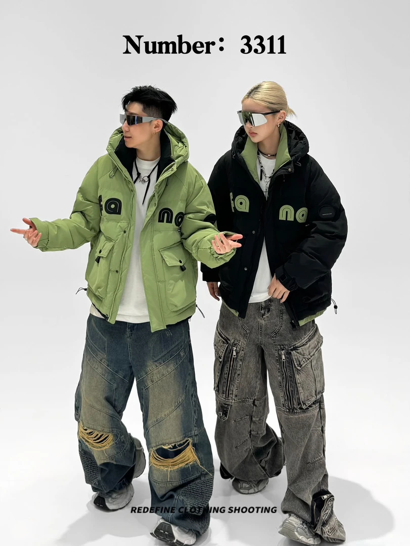 3311新款防寒男立领连帽短款冬季时尚休闲保暖厚外套加厚羽丝绒棉