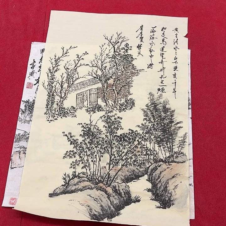 国画花鸟等图案为一体而