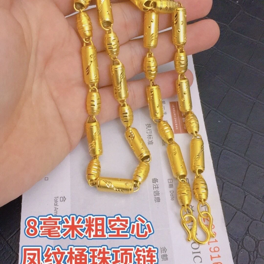 合金项链 金店同款高端雕刻凤尾链车花桶珠橄榄项链竹桶链不掉色