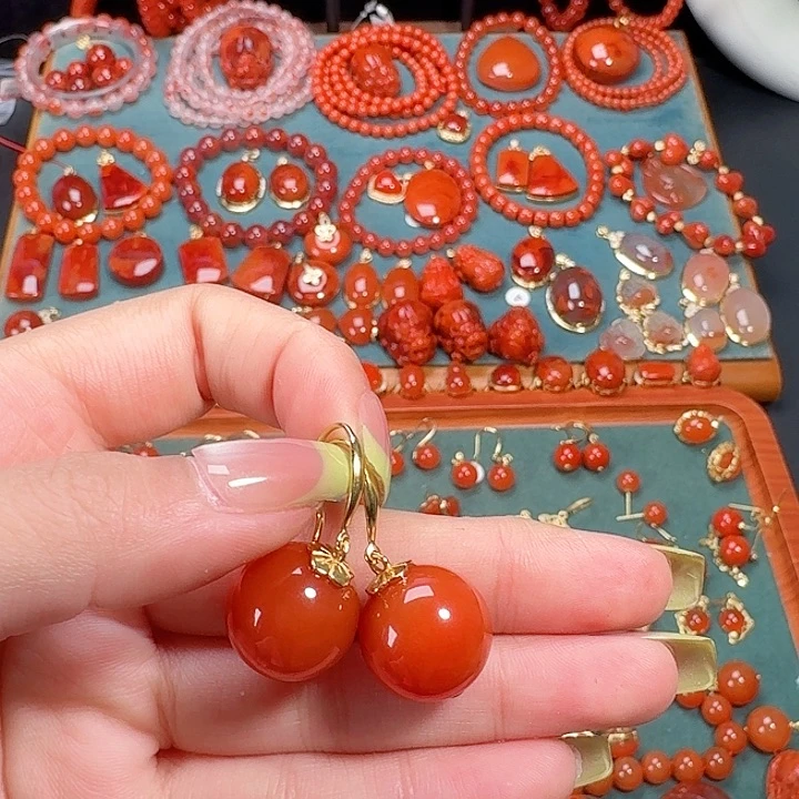 南红玛瑙银S925镶嵌16+