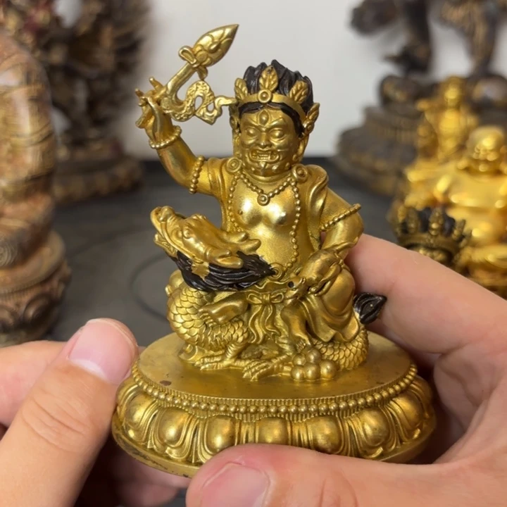 白财神藏佛黄铜摆件