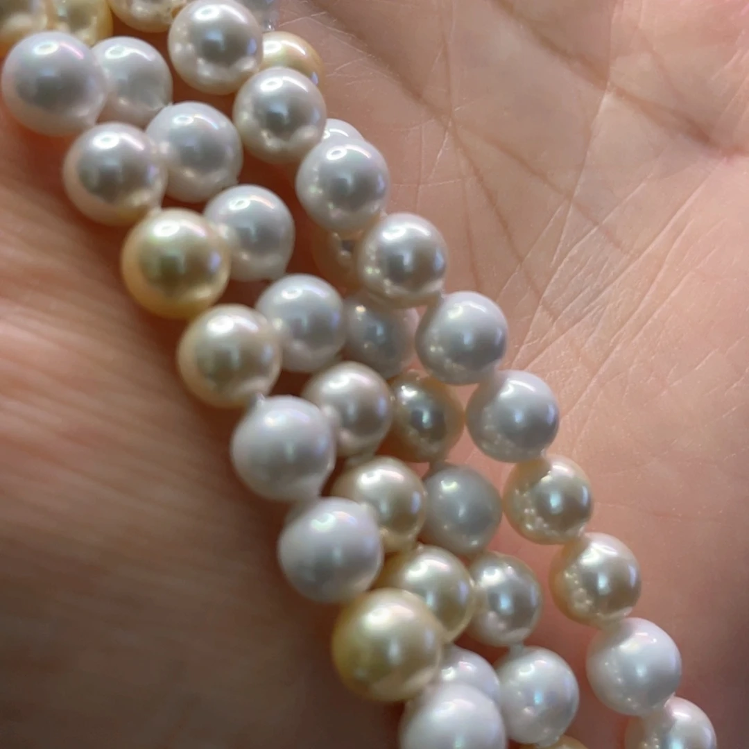 6mm奶油炫彩白一条diy半成品散珠