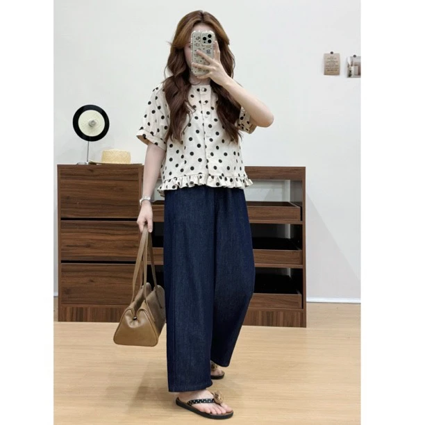 【燃燃定制】150小个子深蓝色夏季薄款牛仔裤直筒高腰-8953