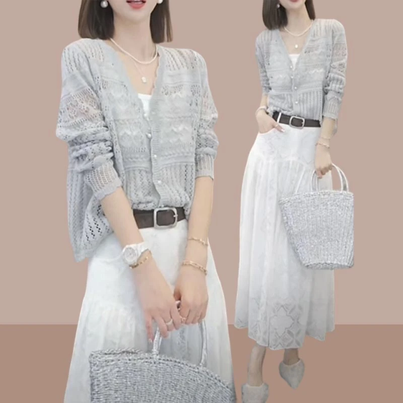 时尚休闲套装气质甜美洋气减龄上衣裙子两件套2025年夏季新款女装