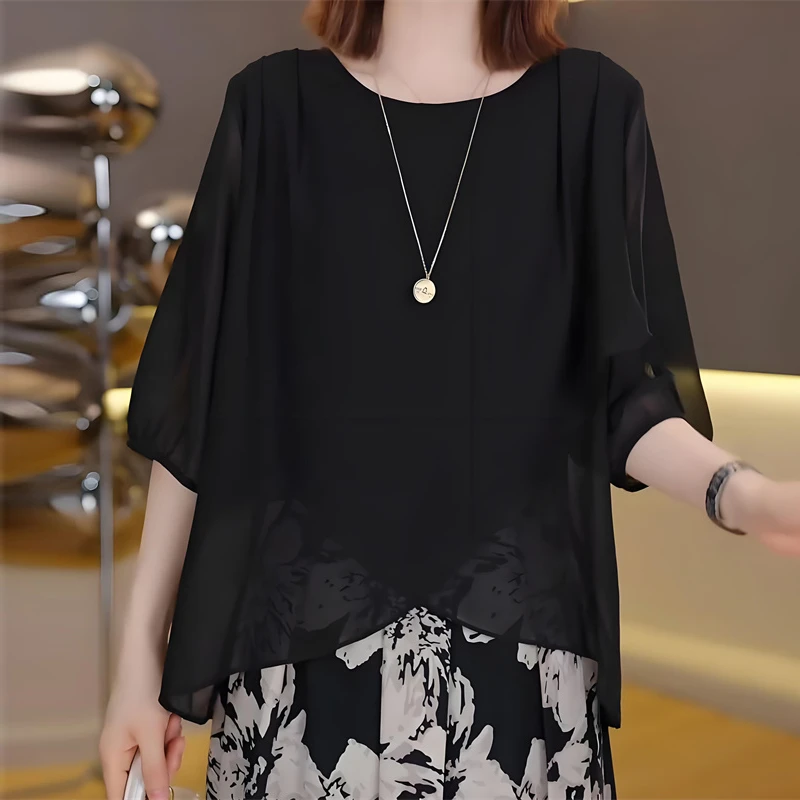 轻奢高级感夏天透气半袖衬衫女夏季新款时尚百搭显瘦宽松遮肉上衣