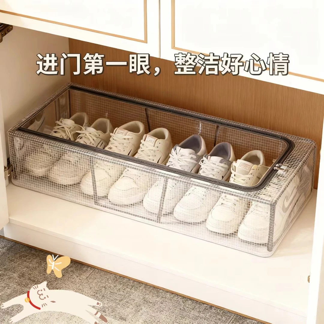 鞋子收纳神器鞋盒透明省空间鞋柜防尘存放盒可折叠放靴子床底鞋架