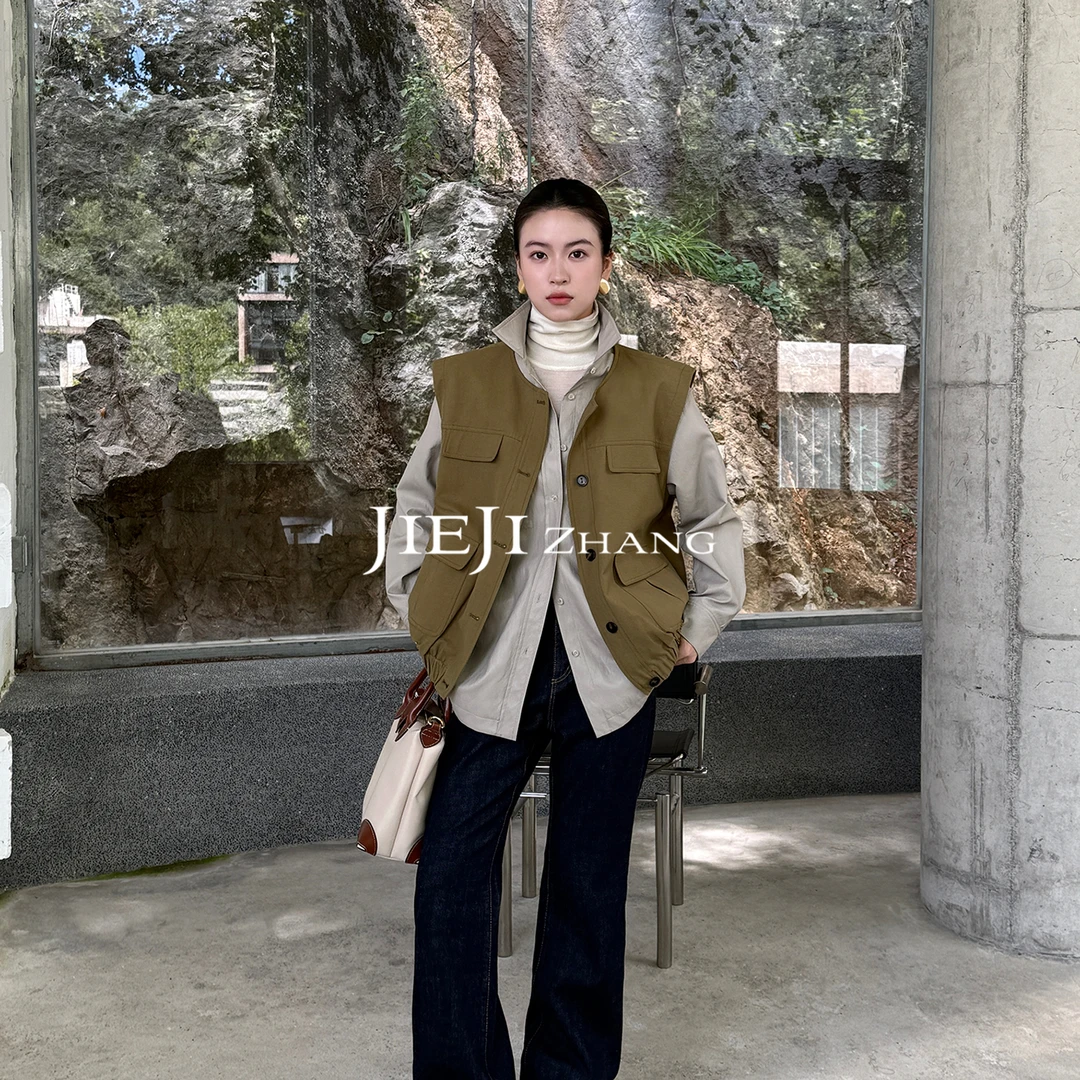 满目ManMu 【张琪专属】秋季老钱风时尚百搭马夹350146