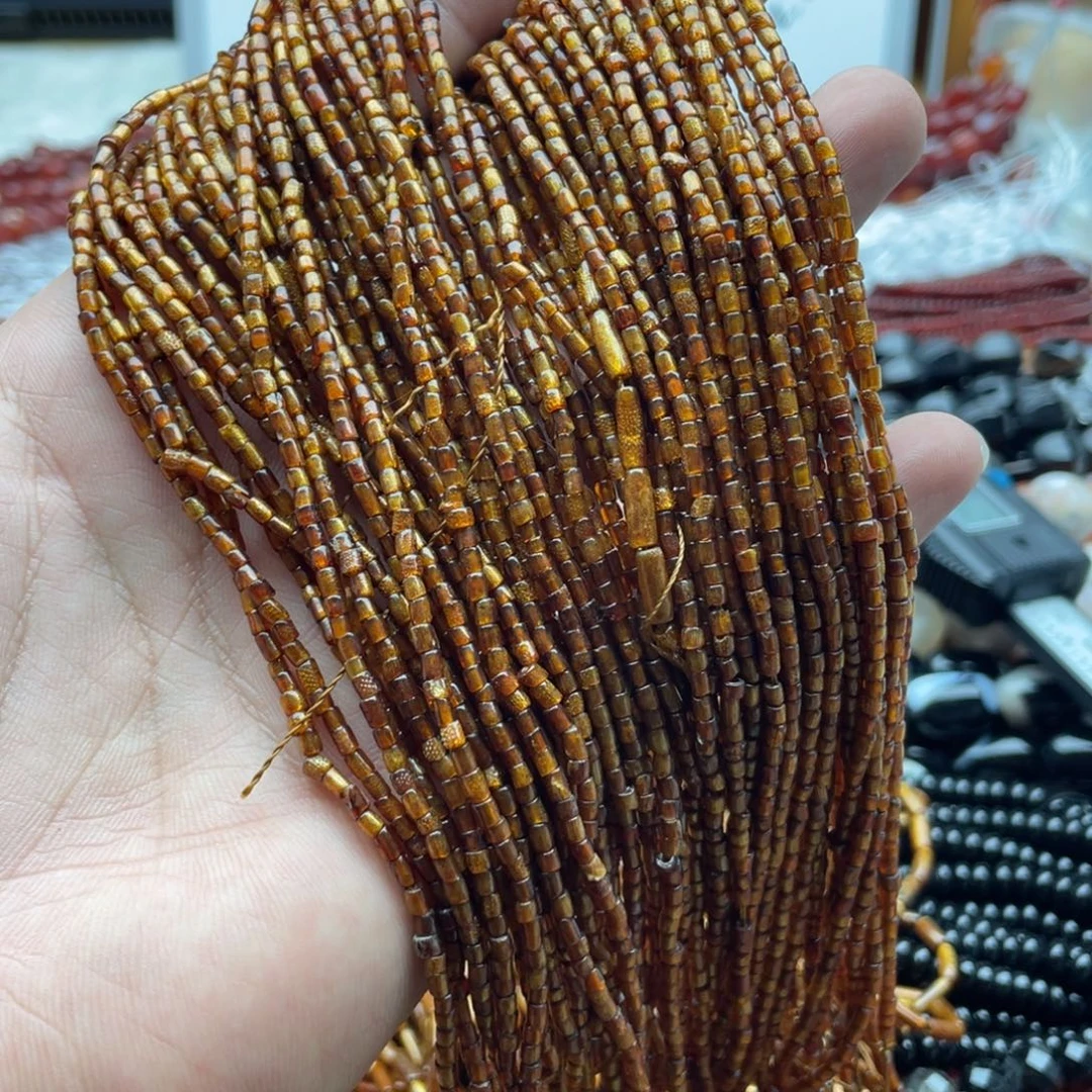 玛瑙/玉髓未镶嵌珠宝半成品一条装卡2mm金柳柳管珠