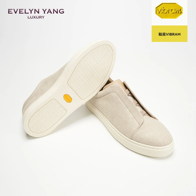 EVELYN YANG秋季新款男士创世优雅一脚蹬亚麻版休闲鞋