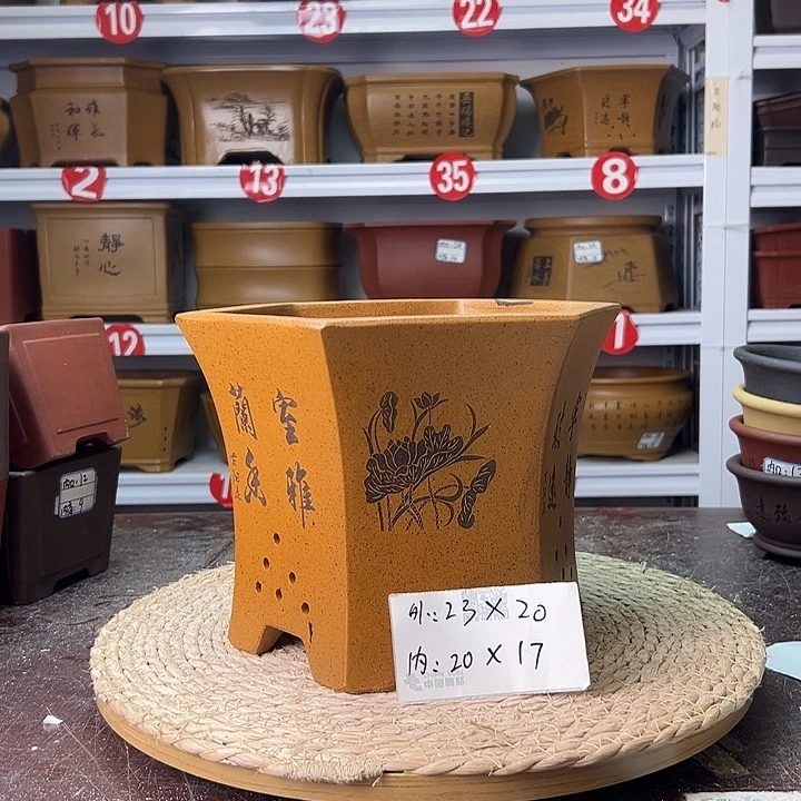 紫砂花盆蛇年大吉