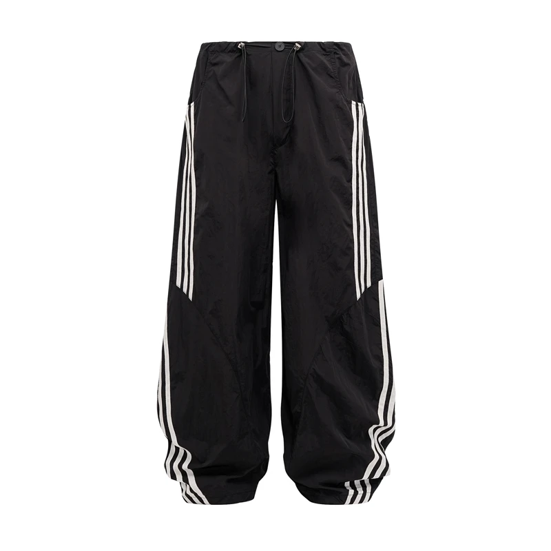 Hope88美式复古条纹街头高腰休闲裤男女运动街头百搭阔腿工装裤子