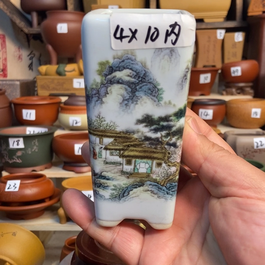 紫砂花盆内口经尺寸4×10