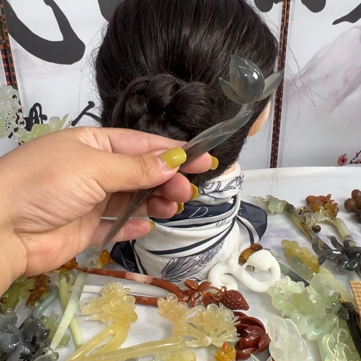 *****定制蛇纹石玉毛货发饰