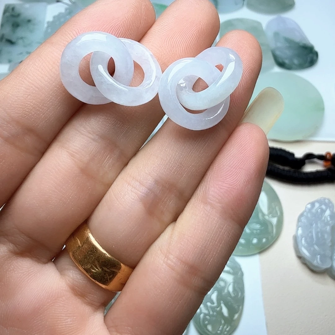 翡翠未镶嵌颈饰天然缅甸翡翠A货环环相扣