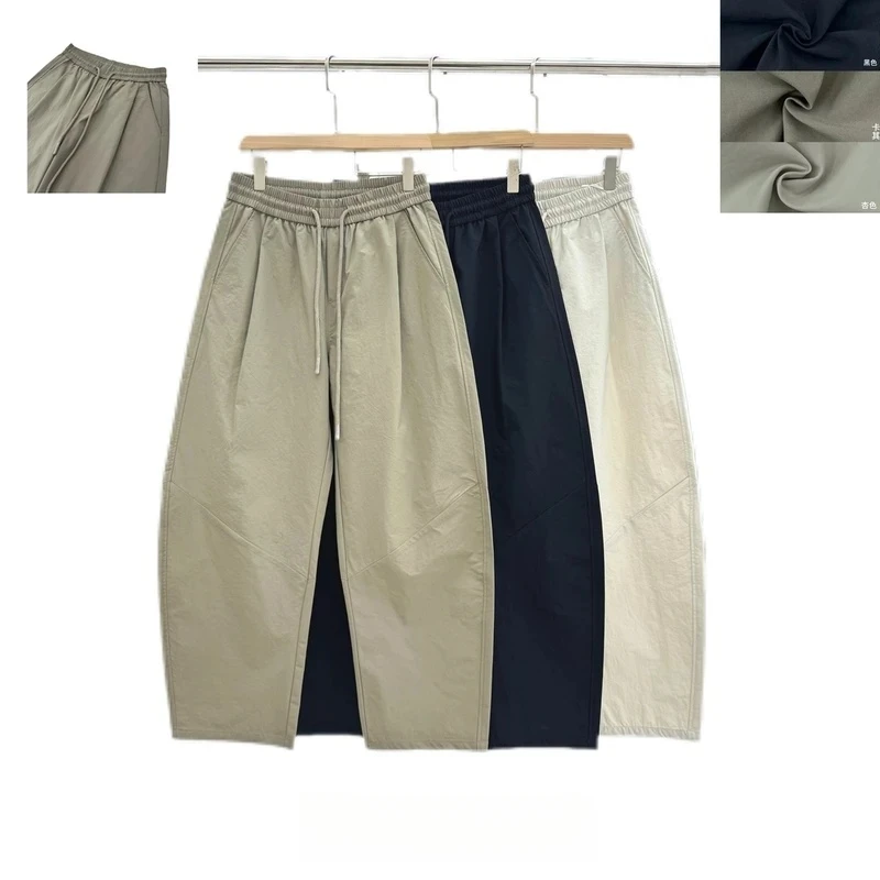 潮流新款美式vibe打褶灯笼弯刀裤潮牌简约百搭高级感直筒休闲裤