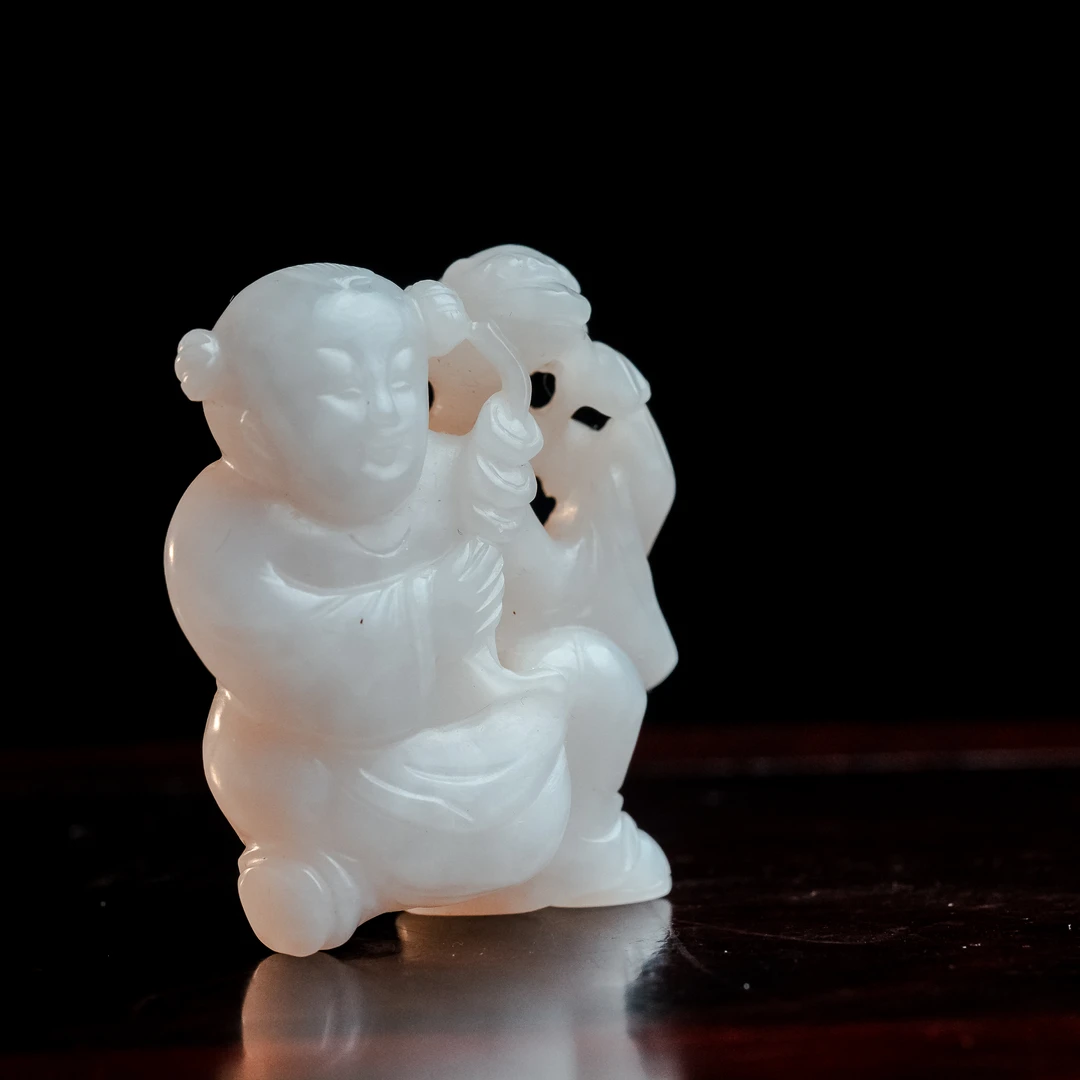 清代和田玉刘海戏金蟾-CS