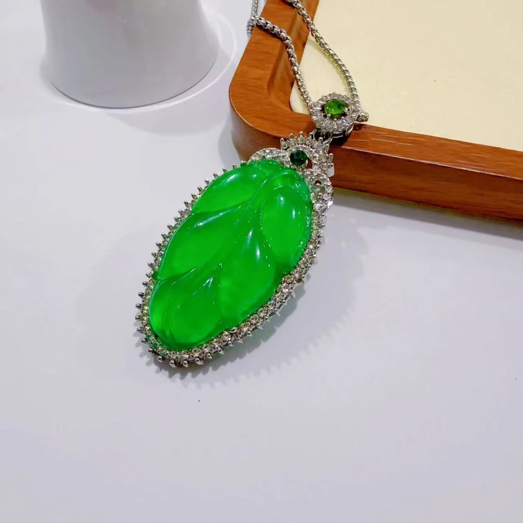 新中式时尚百搭绿色叶子项链ZD1031