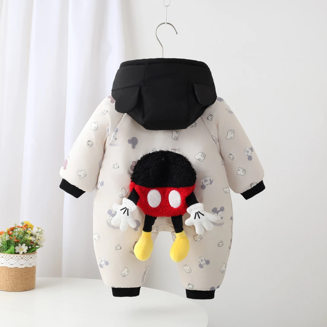 新款洋气秋冬外出服米奇插肩厚棉哈衣哈基米