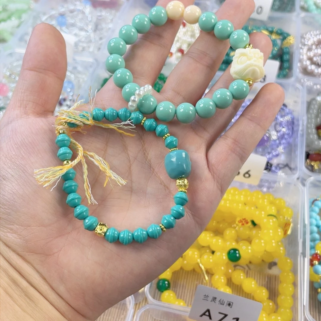 绿松石手饰银S925镀金镶嵌