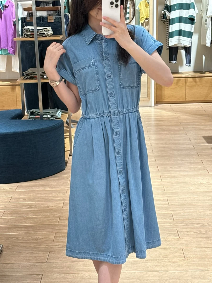 【大连冉然】2025 时尚气质休闲百搭收腰蓝色牛仔连衣裙