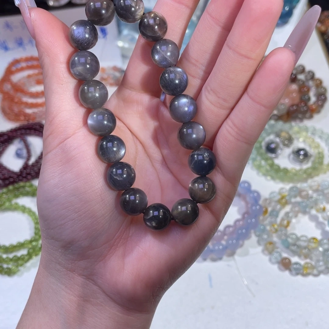 未镶嵌手链水晶强光黑骨干11mm