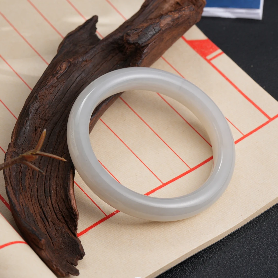 【鑫浩矿业】新疆和田玉烟紫烟青暖色手镯一条 时尚百搭镯子精美气