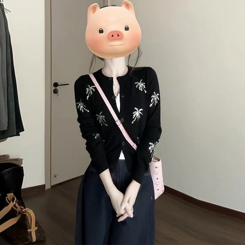秋冬设计小众韩系洋气独特别致上衣高级感小香风针织开衫毛衣外套