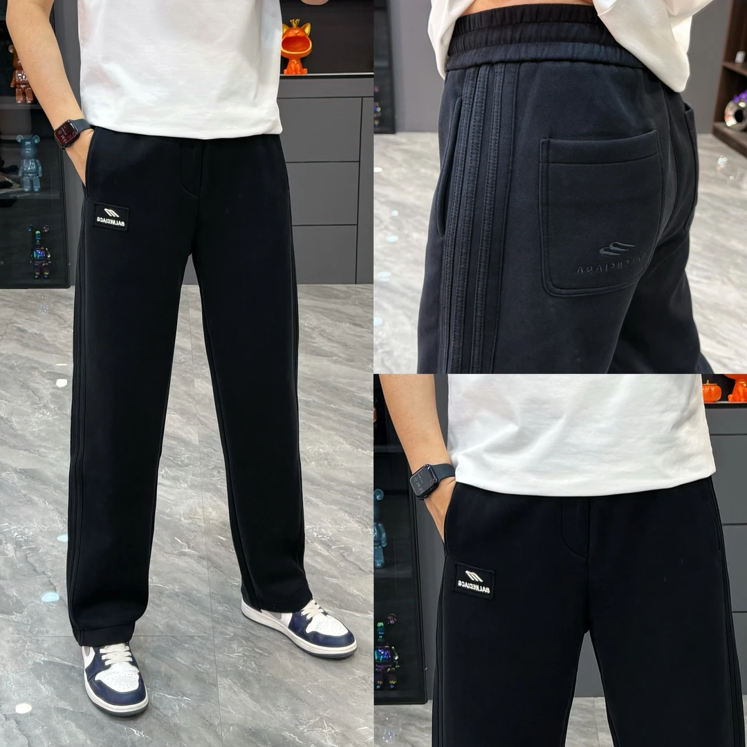 2025秋冬男士百搭潮流休闲直筒裤男刺绣垂感十足显瘦宽松简约长裤
