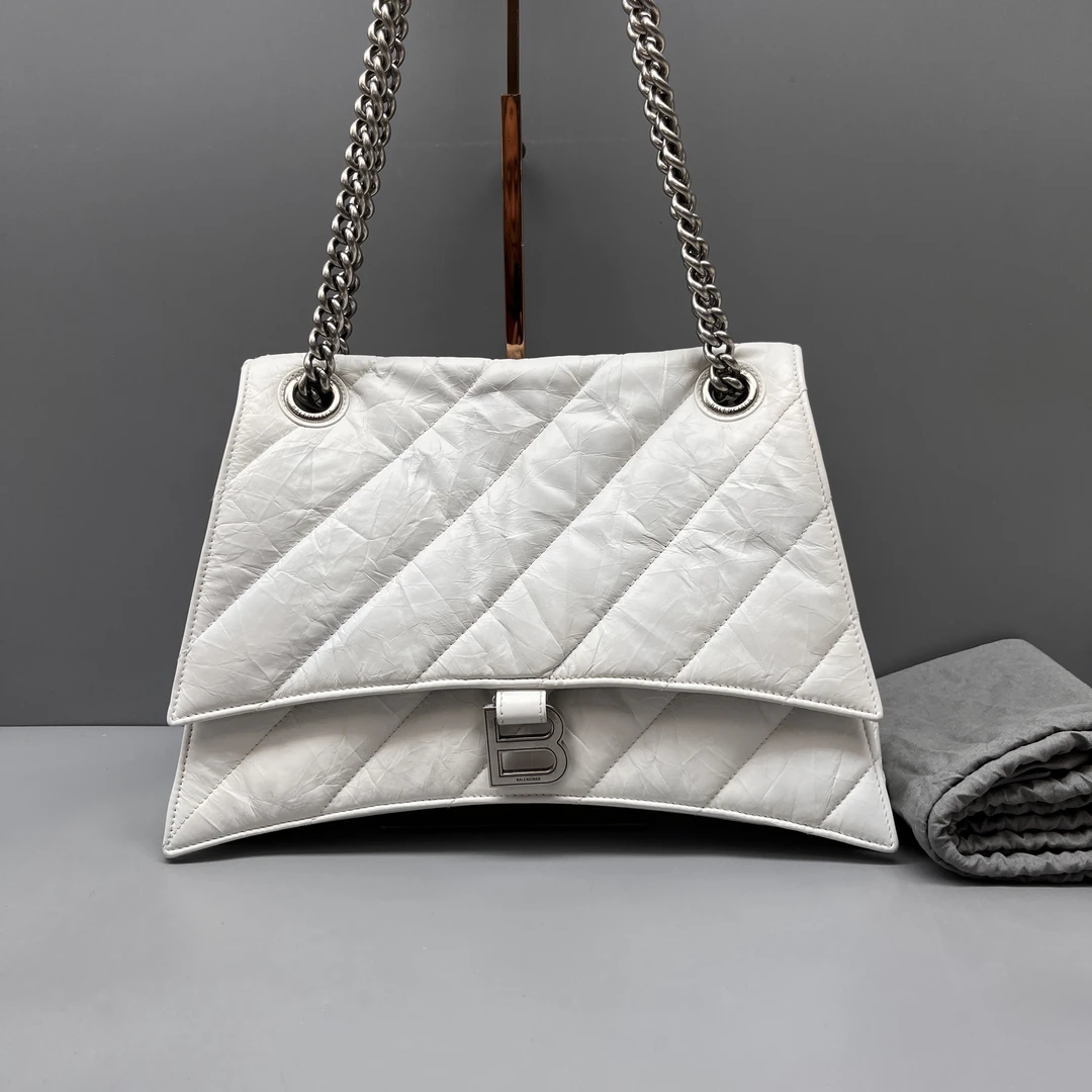 95新 Balenciaga/巴黎世家 白色中号Crush链条包 尺寸32*20 SV