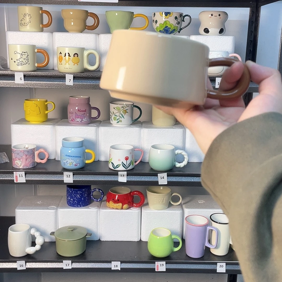 陶瓷双饮款猫*-咖啡杯咖色