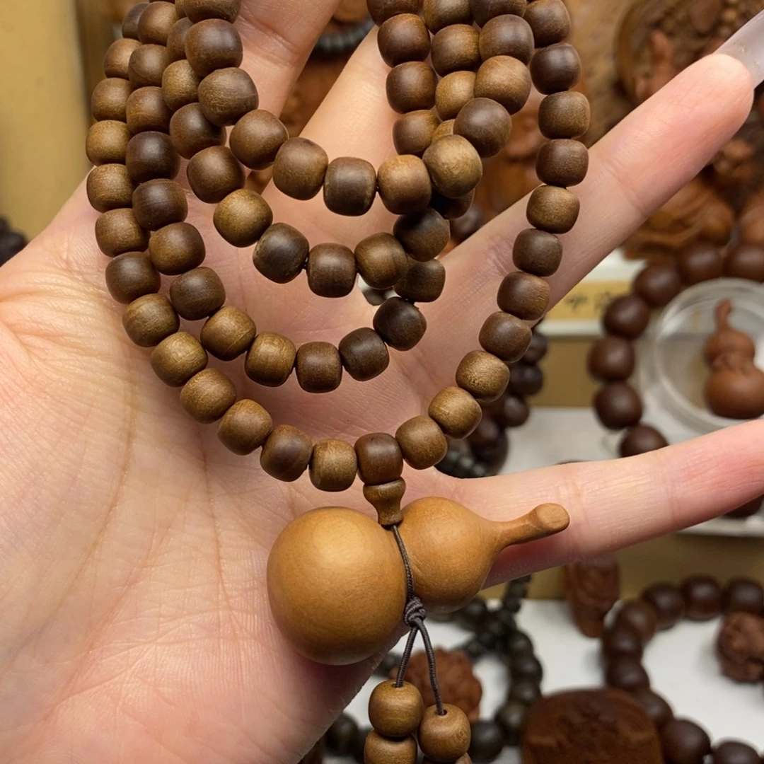 山***药手串/手链檀香木迈索尔老山檀香0607.108奶香微瑕葫芦奶香
