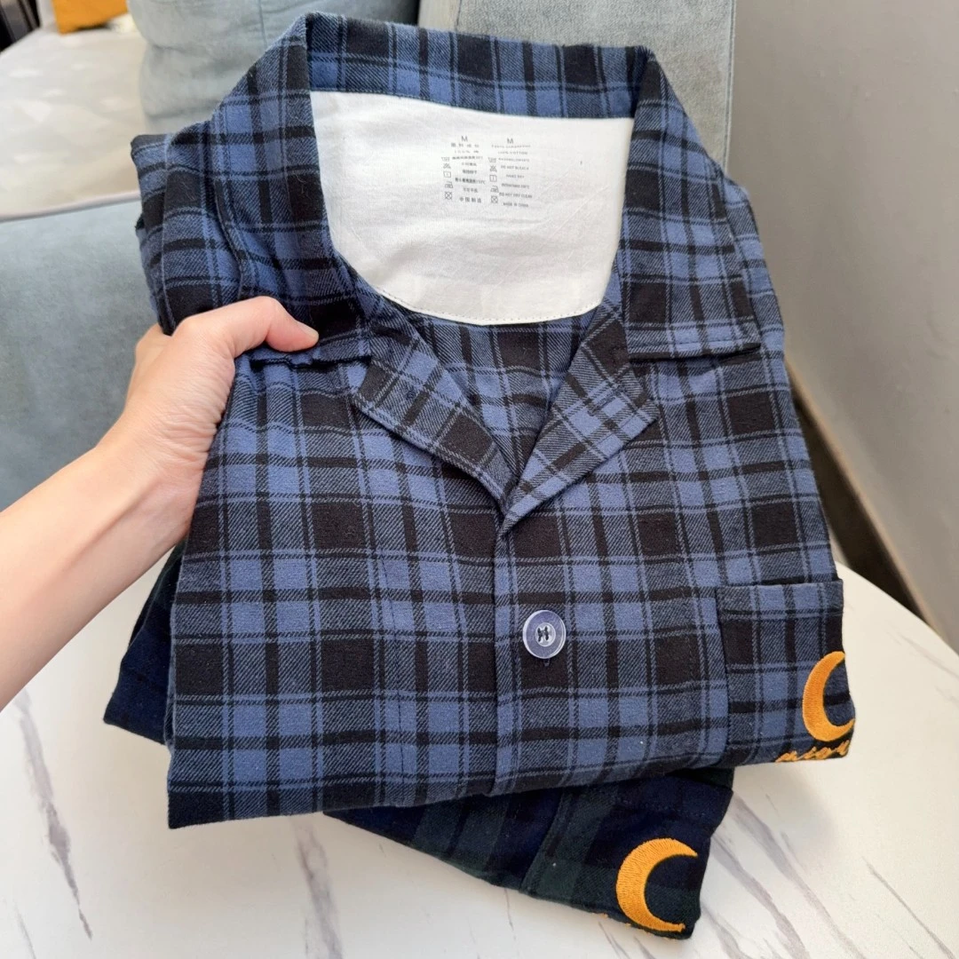 【磨毛男款套装】色织格子加大全棉磨毛格子男套装237