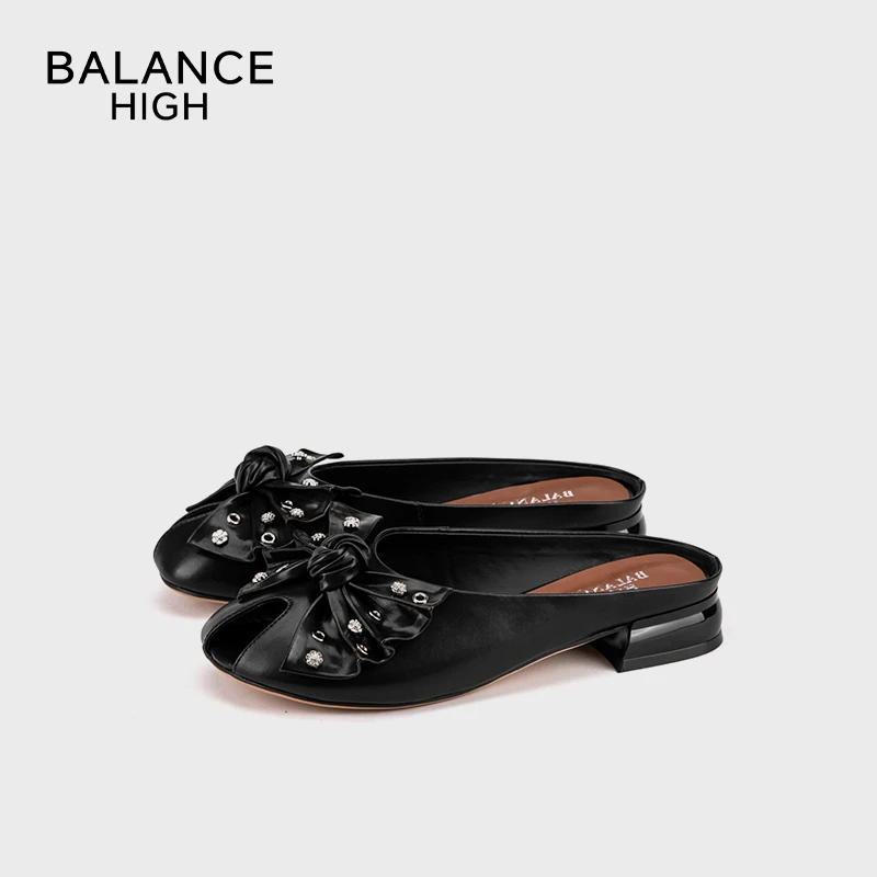 HIGHBALANCE/668895新款2025春款法式时尚舒适百搭低跟拖鞋B