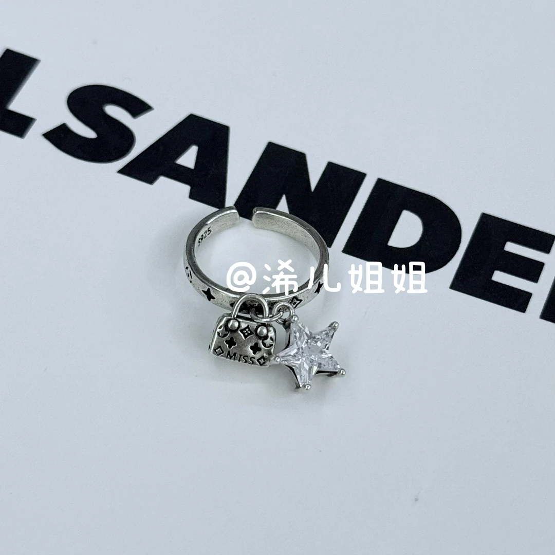 铜合金锆石戒指 甜酷原创设计冷淡风暗黑风指环轻奢ins戒复古重工